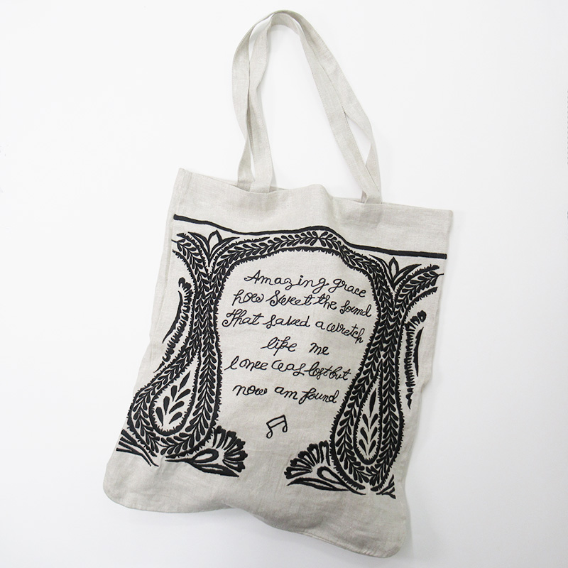 ANGE IN DISGUISE リネン刺繍バック (AMEAZING GRACE)  NT